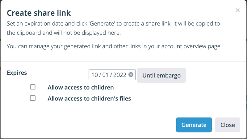 Share links form